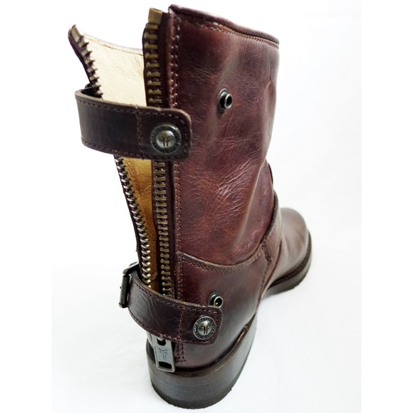 FRYE VERONICA BACK ZIP SHORT Brown Antique Leather - Picture 4 of 8